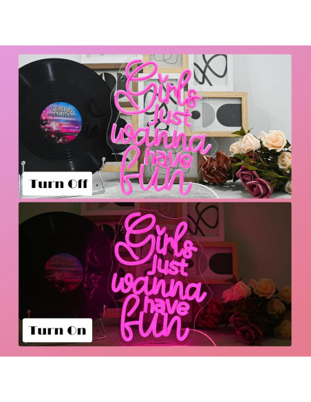 Letrero de Neón LED Rosa 'Las Chicas Solo Quieren Divertirse' 36.8x31.8cm Letrero de Neón LED Rosa 'Las Chicas Solo Quieren Divertirse' 36.8x31.8cm