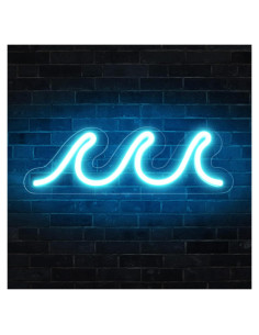 Cartel de Neón Ola Azul Hielo Star Island 34.8x12.4cm