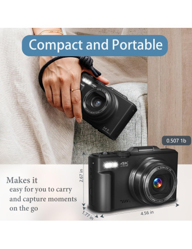 Cámara Digital 4K UIKICON W08 con Autofocus y 18X Zoom