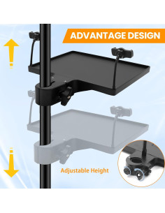 Bandeja Soporte Micrófono Ajustable con 2 Soportes para Teléfono 2