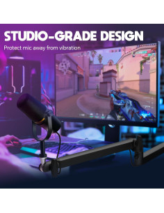 Brazo de Micrófono Ajustable AS17 Negro con Elevador 15cm 2