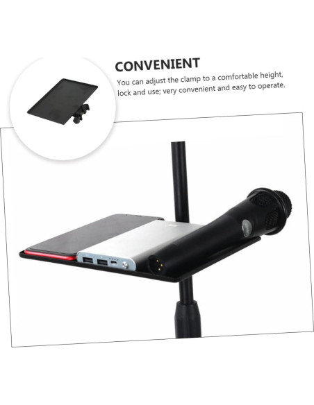 Soporte de Micrófono Ajustable con Bandeja Universal Negra