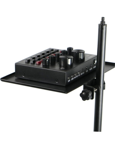 Soporte de Micrófono Ajustable con Bandeja Universal Negra