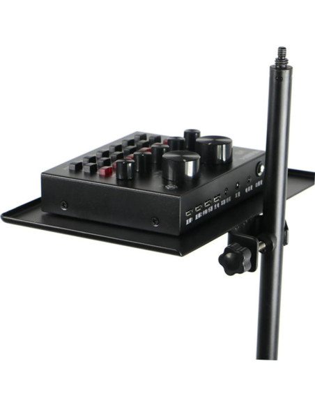 Soporte de Micrófono Ajustable con Bandeja Universal Negra