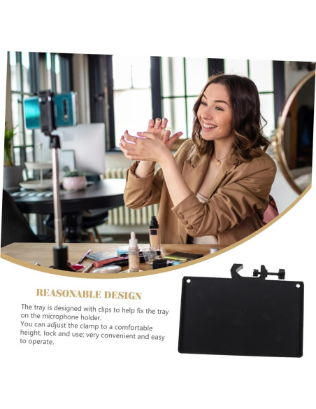 Soporte de Micrófono Ajustable con Bandeja Universal Negra