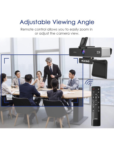 Webcam 4K NexiGo N950P con Control Remoto y Trípode Flexible