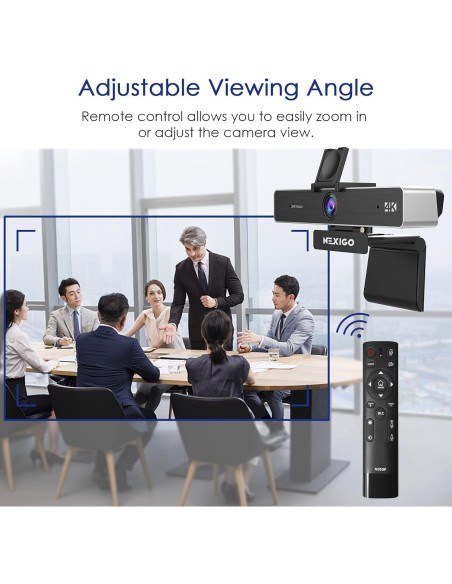 Webcam 4K NexiGo N950P con Control Remoto y Trípode Flexible