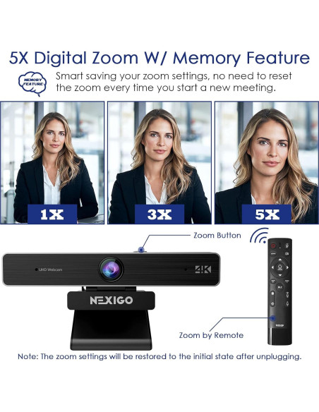 Webcam 4K NexiGo N950P con Control Remoto y Trípode Flexible