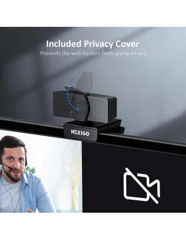Webcam Full HD 1080P NexiGo N60 Pro con Micrófono y Luz