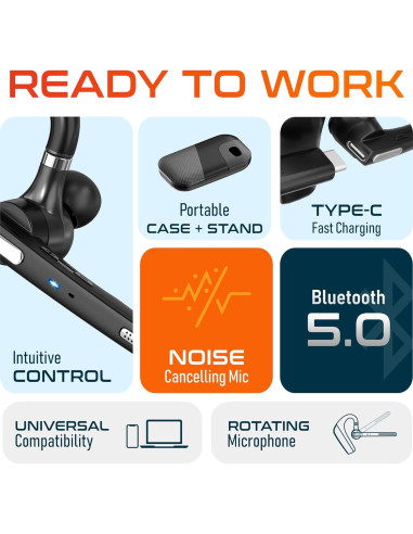 Auricular Bluetooth Delton 90X Inalámbrico con Micrófono - Negro