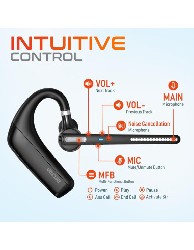 Auricular Bluetooth Delton 90X Inalámbrico con Micrófono - Negro
