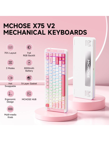 Teclado Mecánico Inalámbrico MCHOSE X75 V2 + Ratón M7 Ultra
