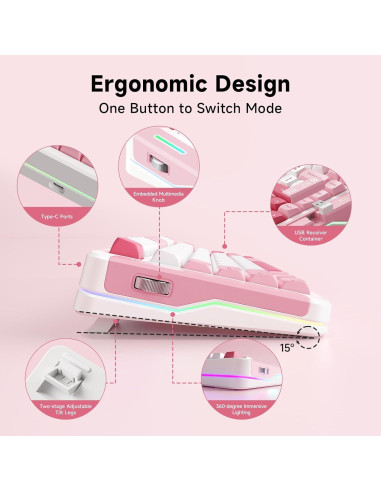 Teclado Mecánico Inalámbrico MCHOSE X75 V2 + Ratón M7 Ultra