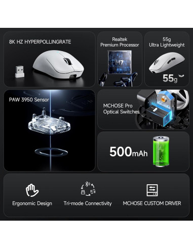 Teclado Mecánico Inalámbrico MCHOSE X75 V2 + Ratón M7 Ultra