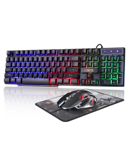 Combo Teclado Gaming RGB y Ratón Cakce USB Retroiluminado Combo Teclado Gaming RGB y Ratón Cakce USB Retroiluminado