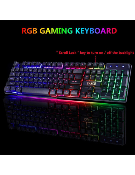 Combo Teclado Gaming RGB y Ratón Cakce USB Retroiluminado Combo Teclado Gaming RGB y Ratón Cakce USB Retroiluminado