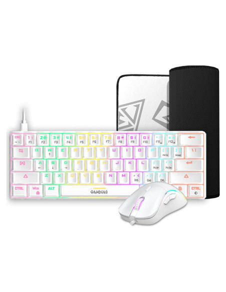 Combo Teclado Mecánico GAMDIAS Hermes E4 RGB + Ratón Ergonómico 12800 DPI + Alfombrilla Extendida