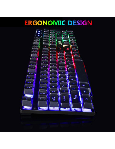 Combo Teclado Gaming RGB y Ratón Cakce USB Retroiluminado