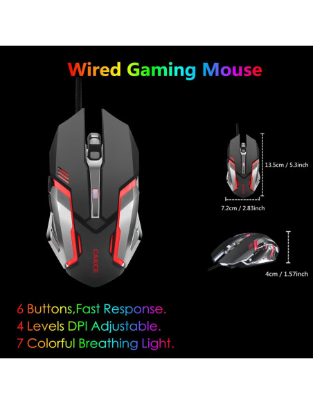 Combo Teclado Gaming RGB y Ratón Cakce USB Retroiluminado Combo Teclado Gaming RGB y Ratón Cakce USB Retroiluminado