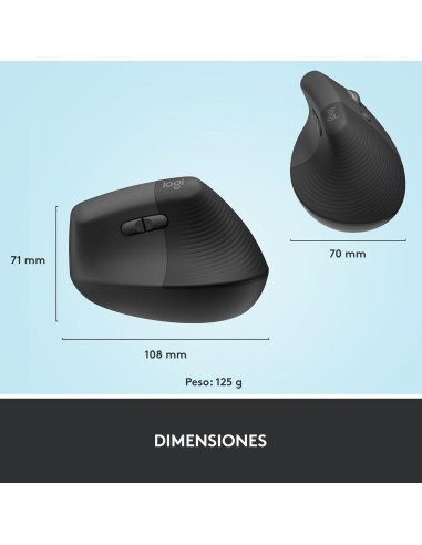 Ratón Ergonómico Vertical Logitech Lift - Inalámbrico 125g