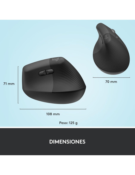 Ratón Ergonómico Vertical Logitech Lift - Inalámbrico 125g Ratón Ergonómico Vertical Logitech Lift - Inalámbrico 125g