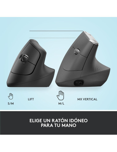 Ratón Ergonómico Vertical Logitech Lift - Inalámbrico 125g