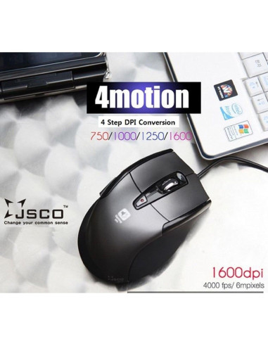 Ratón Óptico Gaming USB Silencioso JSCO JNL-101K 1600 DPI