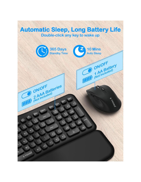 Combo Teclado y Ratón Inalámbrico Ergonómico E-YOOSO 2.4G Combo Teclado y Ratón Inalámbrico Ergonómico E-YOOSO 2.4G