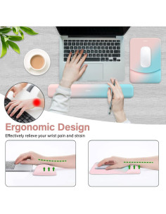 Soporte Reposamuñecas MOSISO Ergonomico Azul para Teclado y Ratón 2