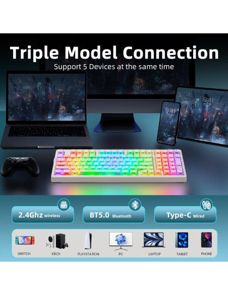 Teclado Mecánico Inalámbrico ZORNHER ZH980 95% RGB PBT