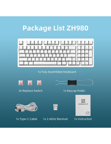 Teclado Mecánico Inalámbrico ZORNHER ZH980 95% RGB PBT