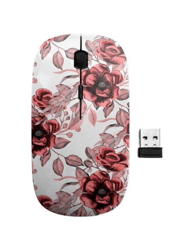 Ratón Inalámbrico Ergonómico Sanacci Patrón Flores Vintage
