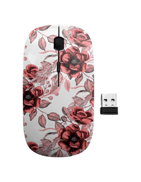 Ratón Inalámbrico Ergonómico Sanacci Patrón Flores Vintage