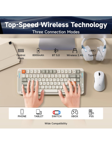 Teclado Mecánico Inalámbrico MCHOSE X75 V2 + Ratón Gaming M7 Ultra