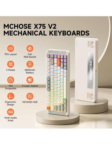 Teclado Mecánico Inalámbrico MCHOSE X75 V2 + Ratón Gaming M7 Ultra