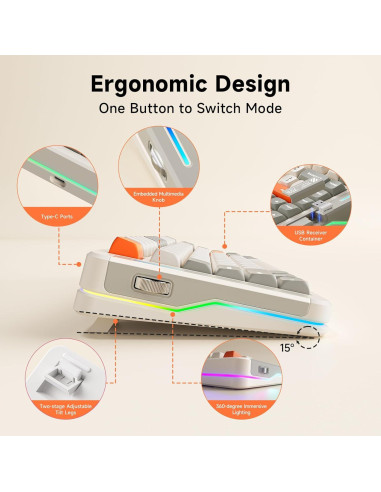 Teclado Mecánico Inalámbrico MCHOSE X75 V2 + Ratón Gaming M7 Ultra