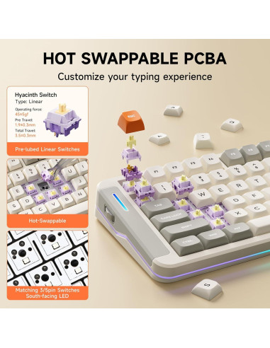 Teclado Mecánico Inalámbrico MCHOSE X75 V2 + Ratón Gaming M7 Ultra