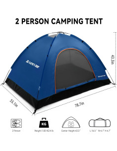 Carpa de Camping JG AURORA DEER para 2 Personas Azul Marino 2
