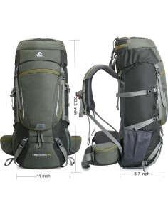 Mochila de senderismo Bseash 60L impermeable con cubierta 2