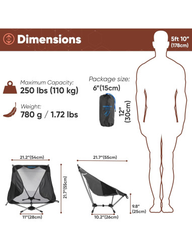 Silla de Camping Ultraligera Trekology YIZI LITE + Alfombra Arena