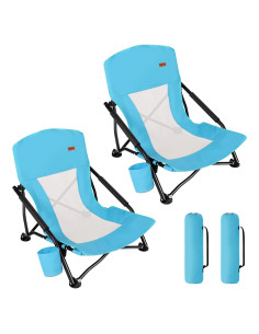 Silla de Playa Plegable TOBTOS 2 Unidades con Portavasos