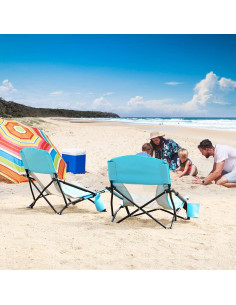 Silla de Playa Plegable TOBTOS 2 Unidades con Portavasos 2