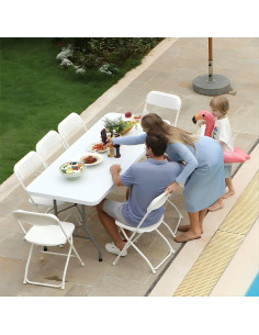 Mesa Plegable de Plástico SEALAMB 1.83 m Blanca para Camping 2