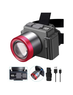 Lámpara Frontal LED Recargable ErayLife 3600mAh Zoomable