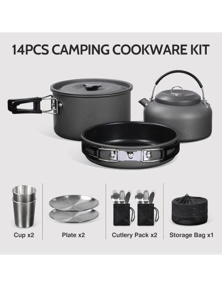 Juego de Utensilios de Cocina REDCAMP 15 Pcs para Camping