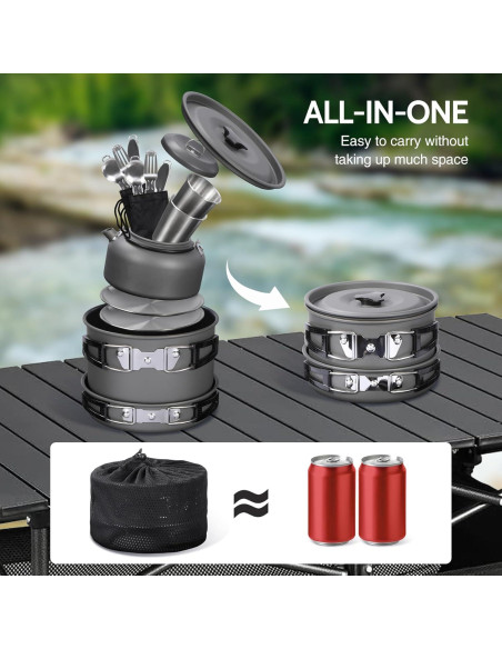 Juego de Utensilios de Cocina REDCAMP 15 Pcs para Camping