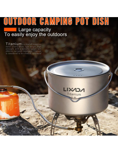 Olla de Titanio Lixada 2800ml Ultraligera para Camping