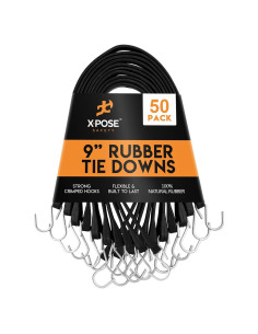 Cuerdas Bungee de Goma Xpose Safety 9" 50 Unidades Negras