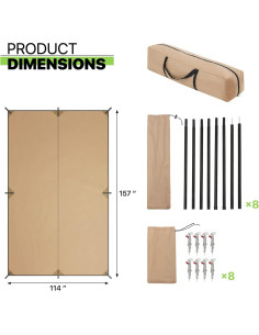 Lona de Camping Magshion 3.96x2.9m Impermeable UV50+ 2