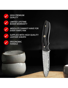 Cuchillo de Caza Boker Magnum Vernery Damasco 9.1 cm con Funda 2